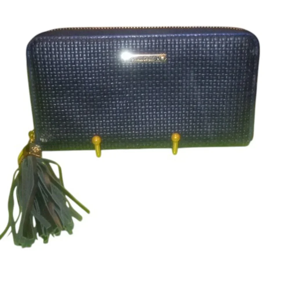 stella & dot Elegant Black Woven Clutch with Tassel EUC